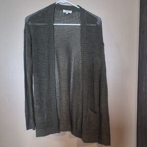 Mudd Olive Green Open Knit Cardigan